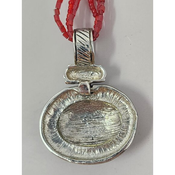 HMS Vintage Medallion Necklace & Silver Tone Silver Black Pendant‎ - Picture 6 of 7